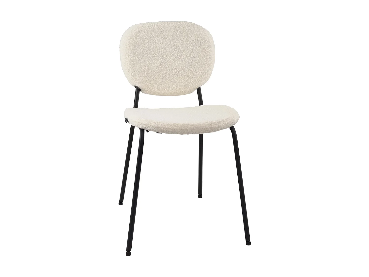 Lot 4 chaises salle à manger tissu bouclette teddy blanc rembourré pieds métal noir MADA (blanc)