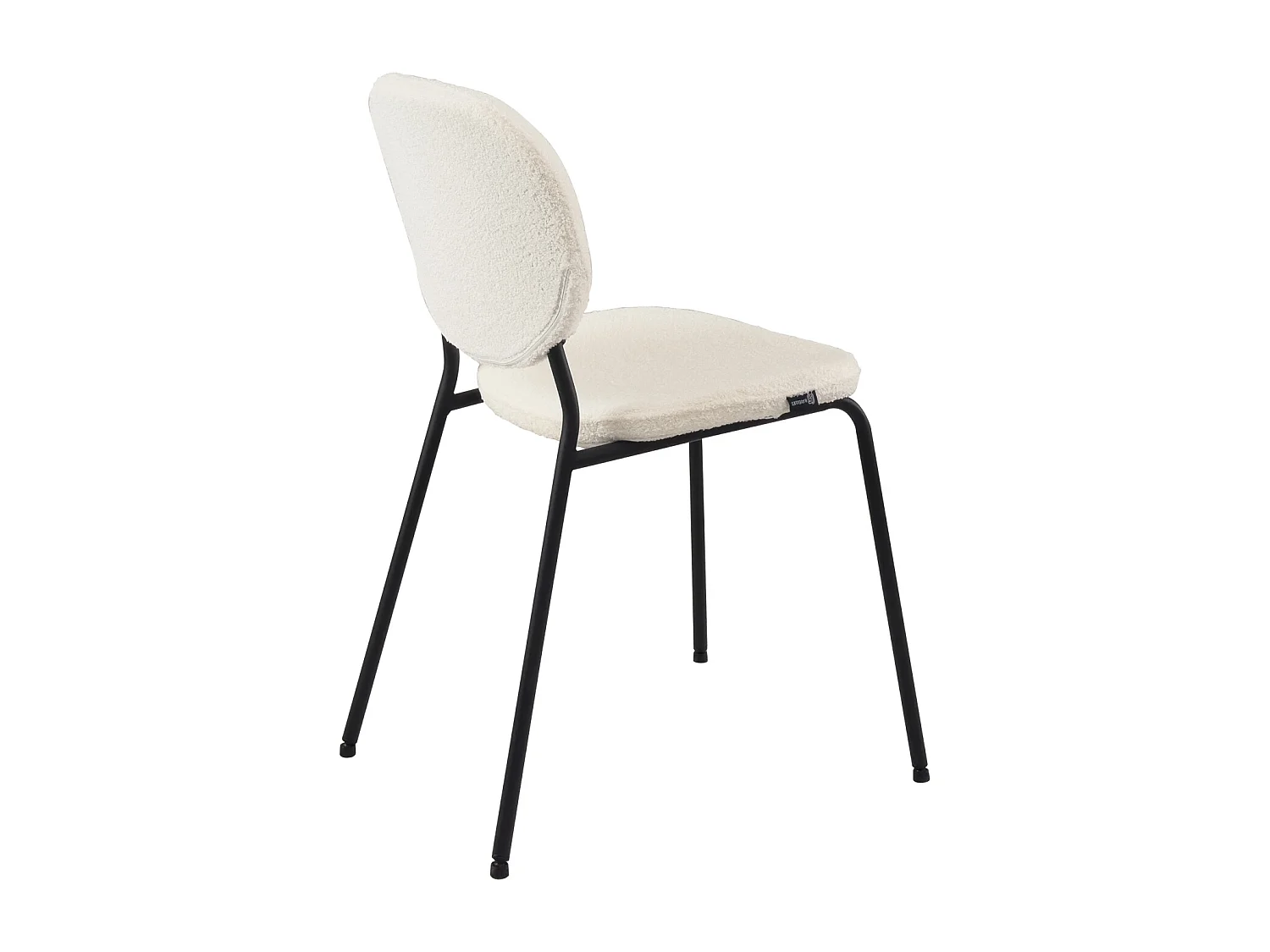 Lot 4 chaises salle à manger tissu bouclette teddy blanc rembourré pieds métal noir MADA (blanc)