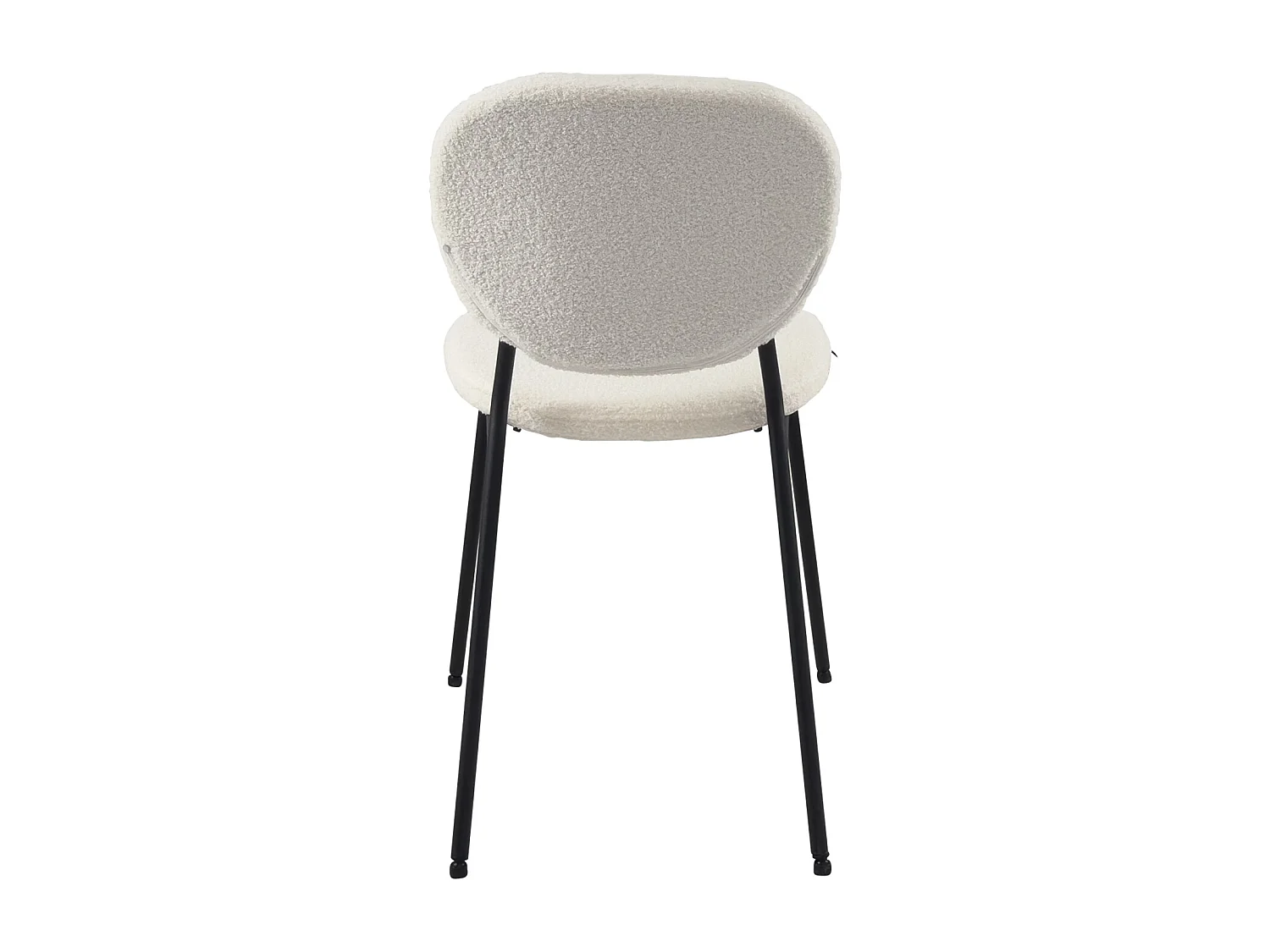 Juego de 4 sillas contemporáneas para comedor o sala de estar, tejido bouclé teddy blanco acolchado, patas de metal negro MADA (blanco)