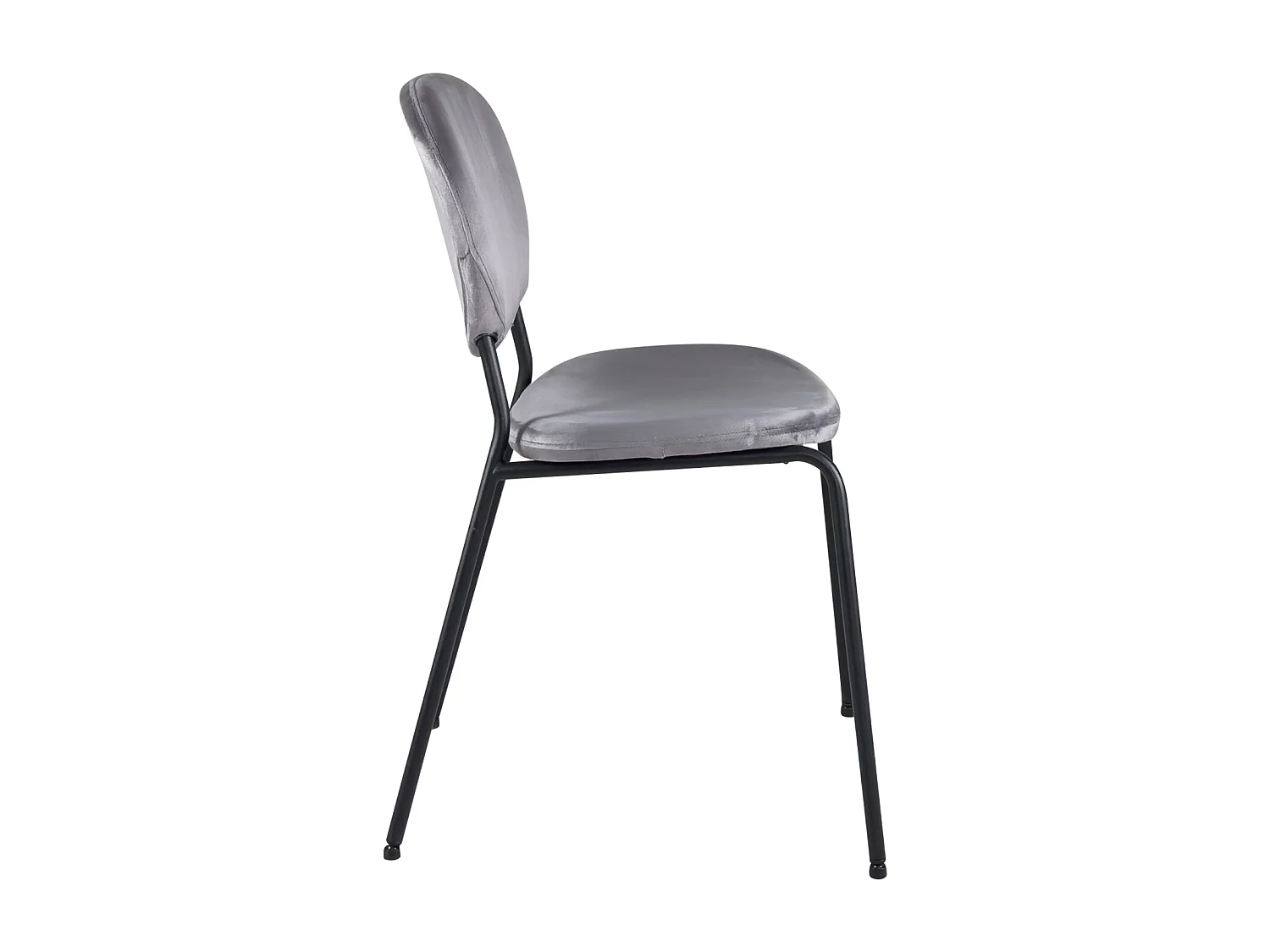 Lot 4 chaises contemporaine salon salle à manger velours rembourré pieds métal noir MADA (gris)