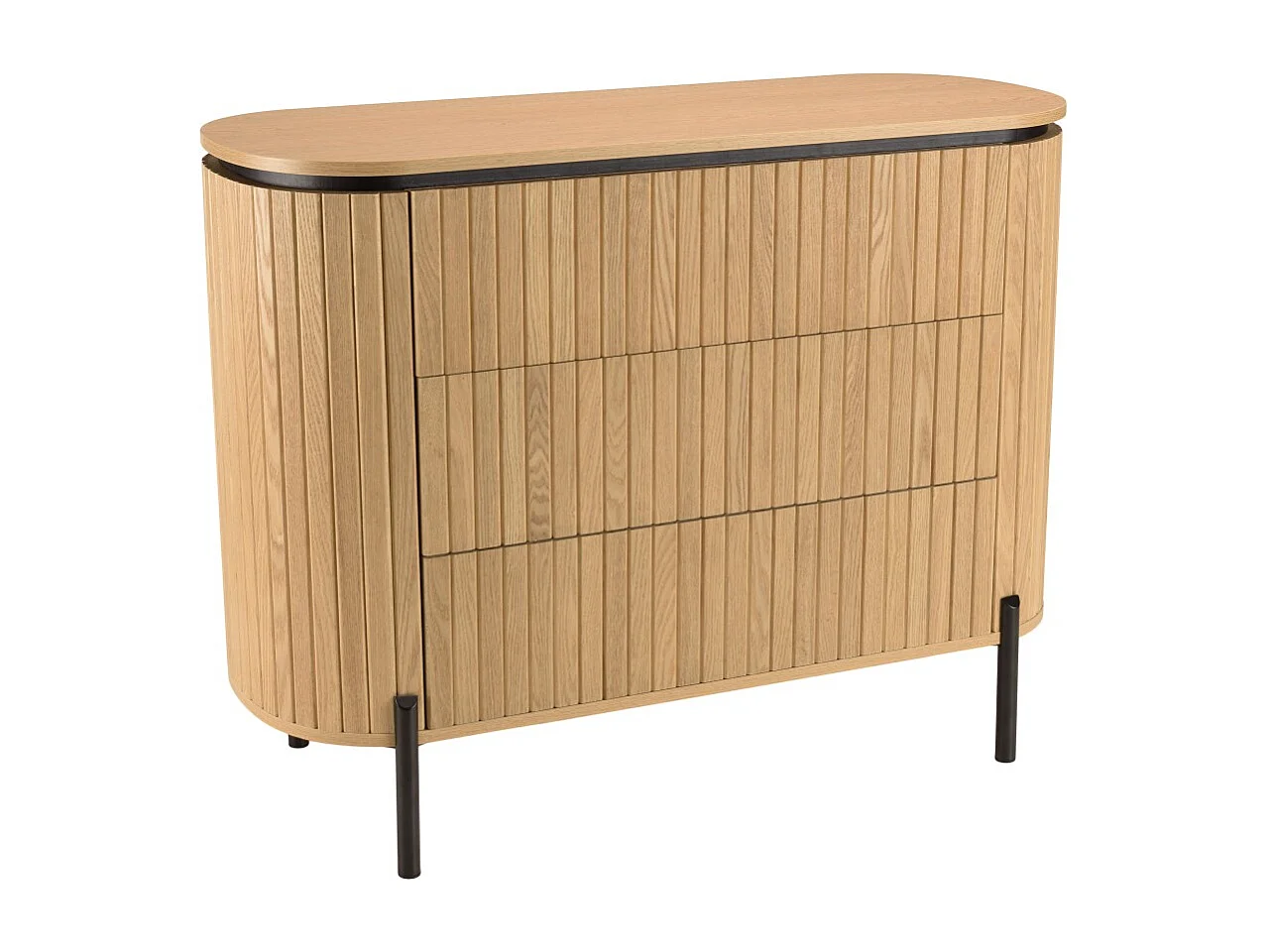 CHARLIE - Commode bois 3 tiroirs style rétro pin marron