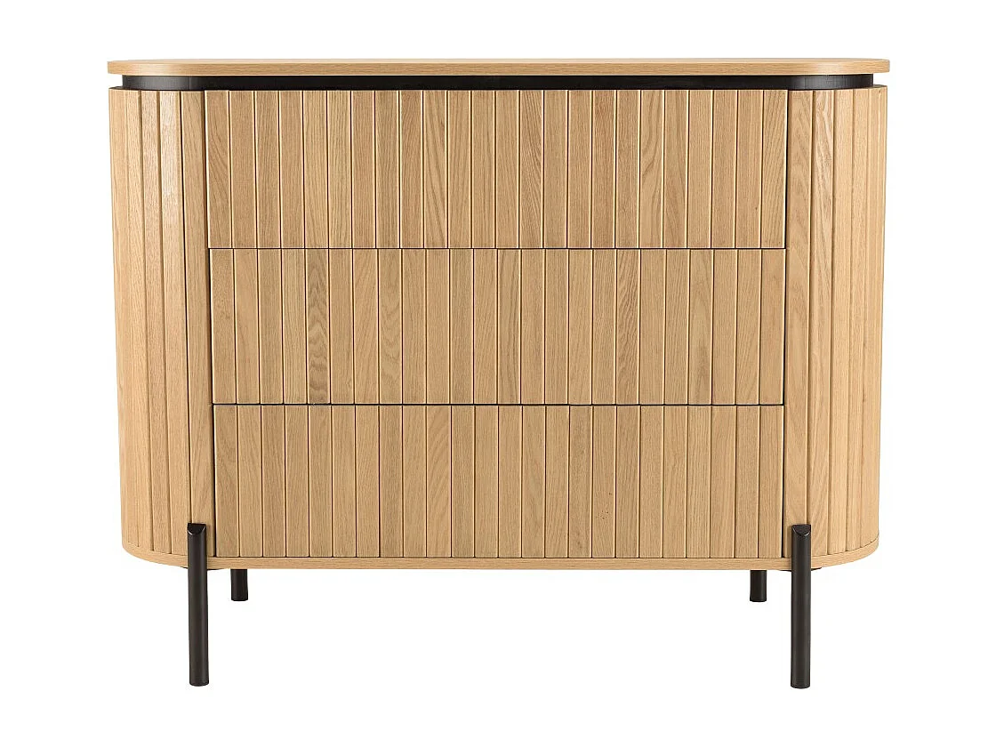 CHARLIE - Commode bois 3 tiroirs style rétro pin marron