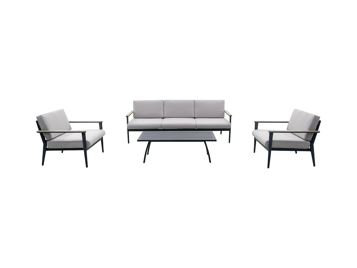 5-Personen Gartenmöbel Set Aluminium Grau/Schwarz - BOTTENO