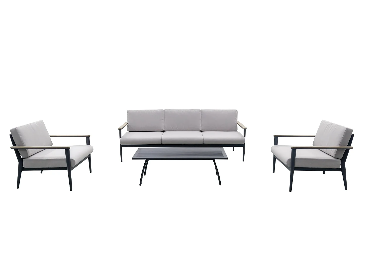 5-Personen Gartenmöbel Set Aluminium Grau/Schwarz - BOTTENO