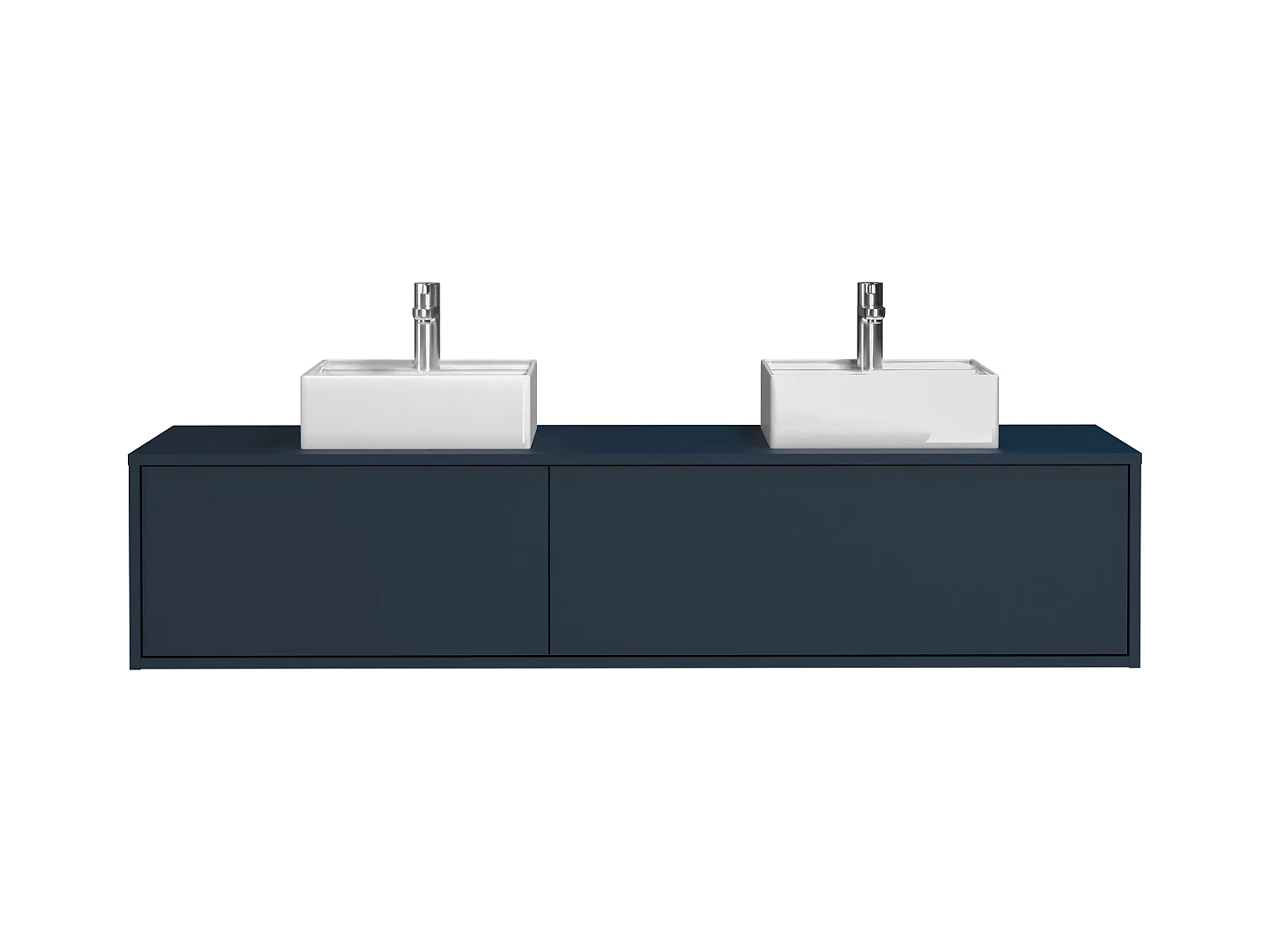 Waschbeckenunterschrank hängend mit Doppelwaschbecken - Dunkelblau - 150 cm - ISAURE II