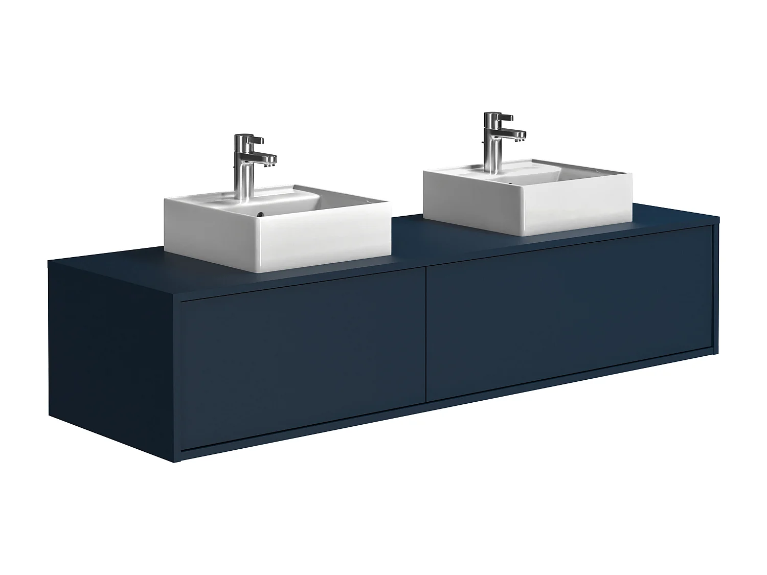 Mobile bagno sospeso con lavabo doppio L150 cm Blu notte - ISAURE II