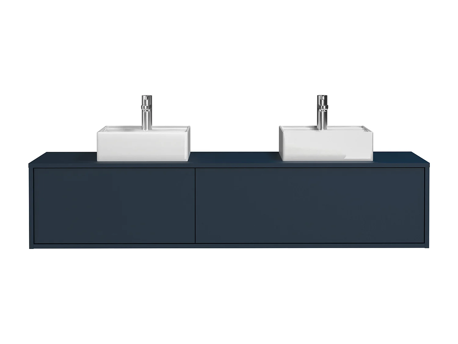 Mobile bagno sospeso con lavabo doppio L150 cm Blu notte - ISAURE II