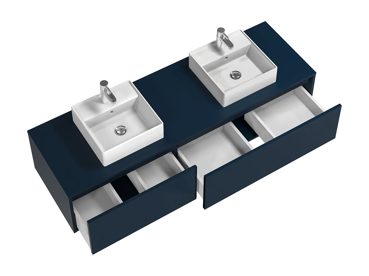 Mobile bagno sospeso con lavabo doppio L150 cm Blu notte - ISAURE II