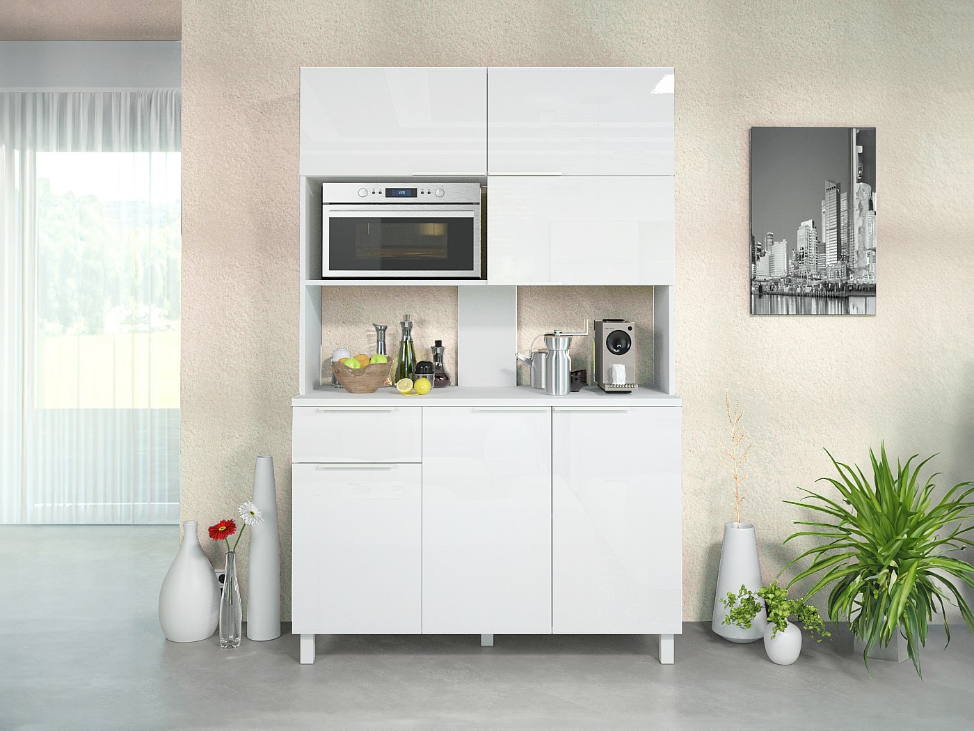 Mobiletto Multiuso Buffet Cucina Con Portabottiglie - Credenza Con 12 Cubetti Vino, 2 Ante E Cassetto - Foto 13