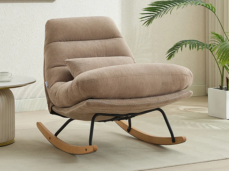 Fauteuil à bascule en tissu taupe RELIACO