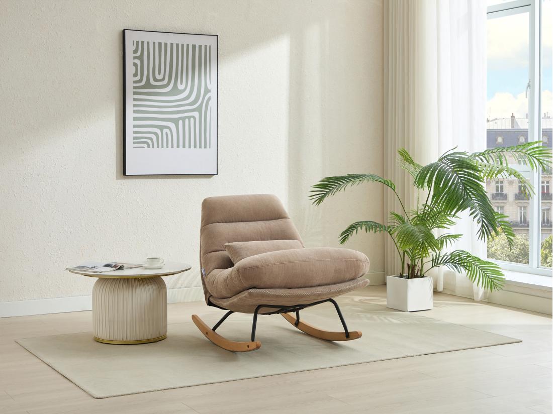 vente unique Fauteuil à bascule en tissu taupe RELIACO