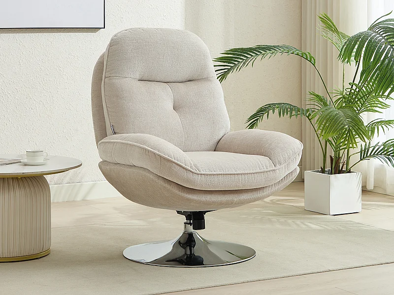 Poltrona girevole in Tessuto testurizzato Beige  - ILMACA