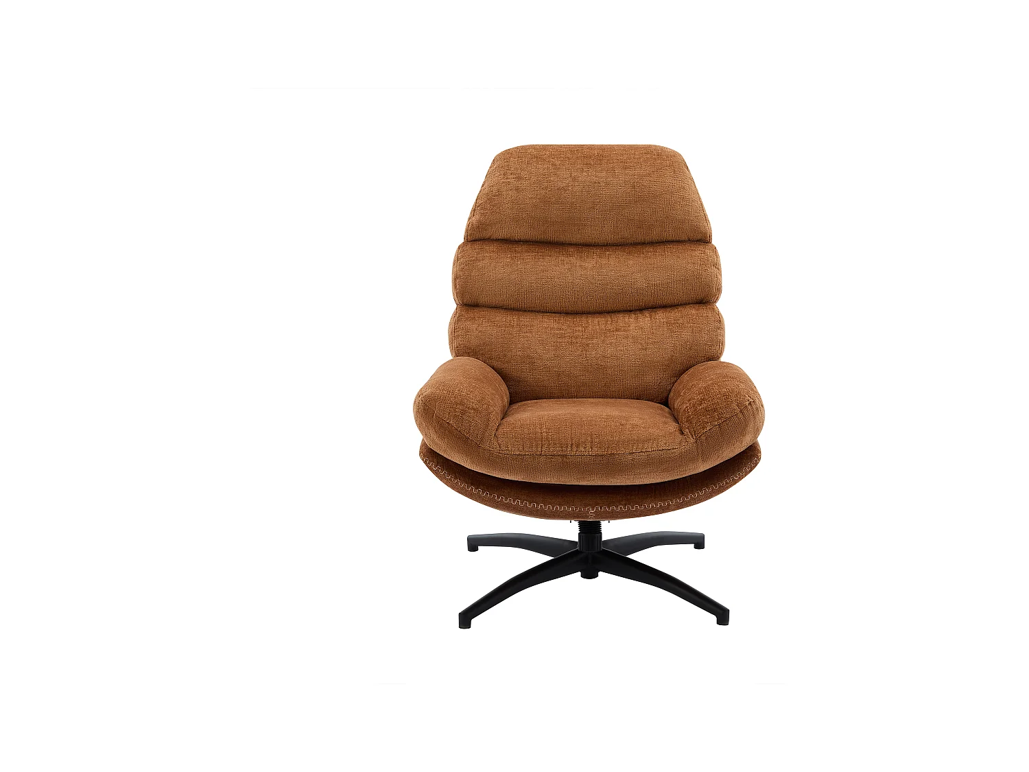 Sillón giratorio de tela terracota LIZUTA