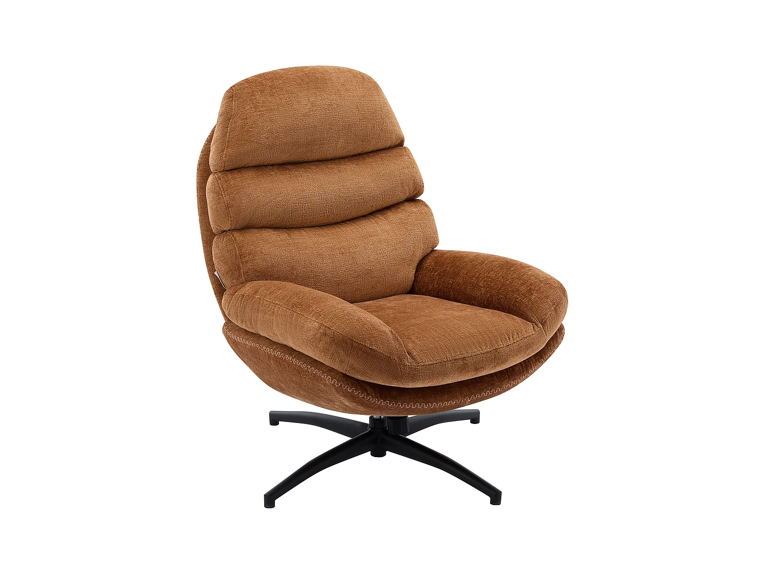 Sillón giratorio de tela terracota LIZUTA