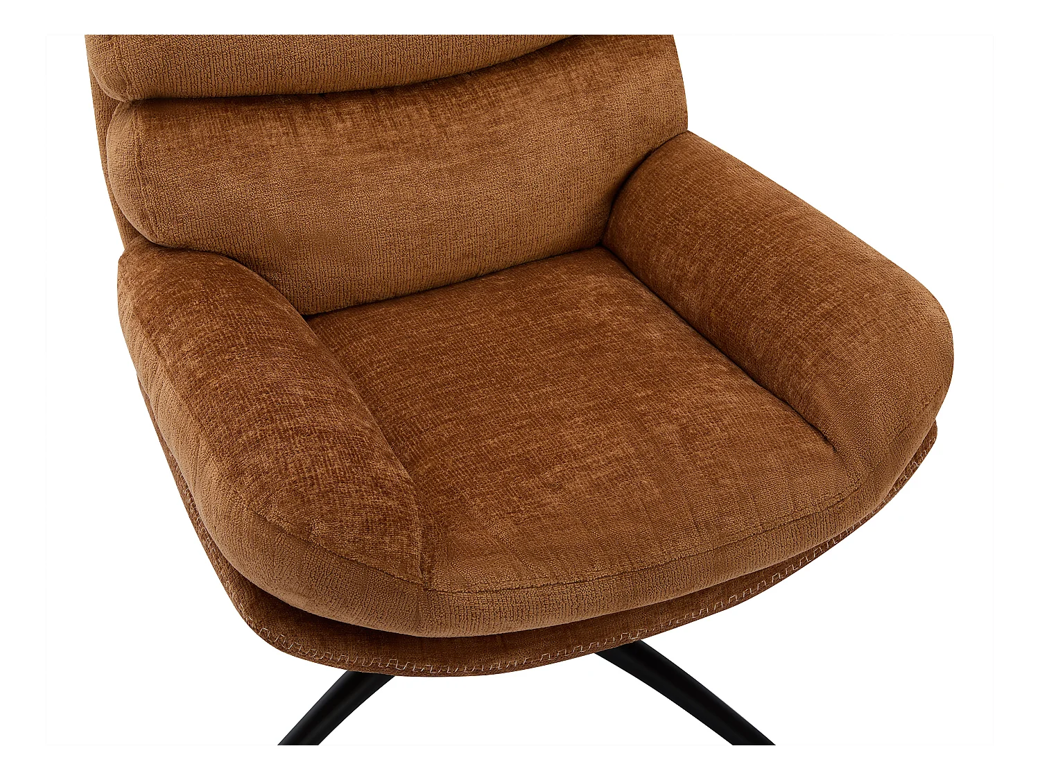 Sillón giratorio de tela terracota LIZUTA