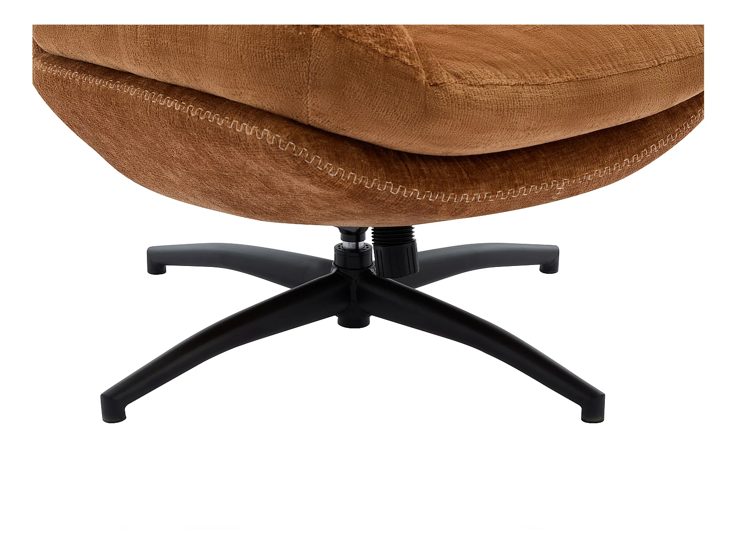 Sillón giratorio de tela terracota LIZUTA