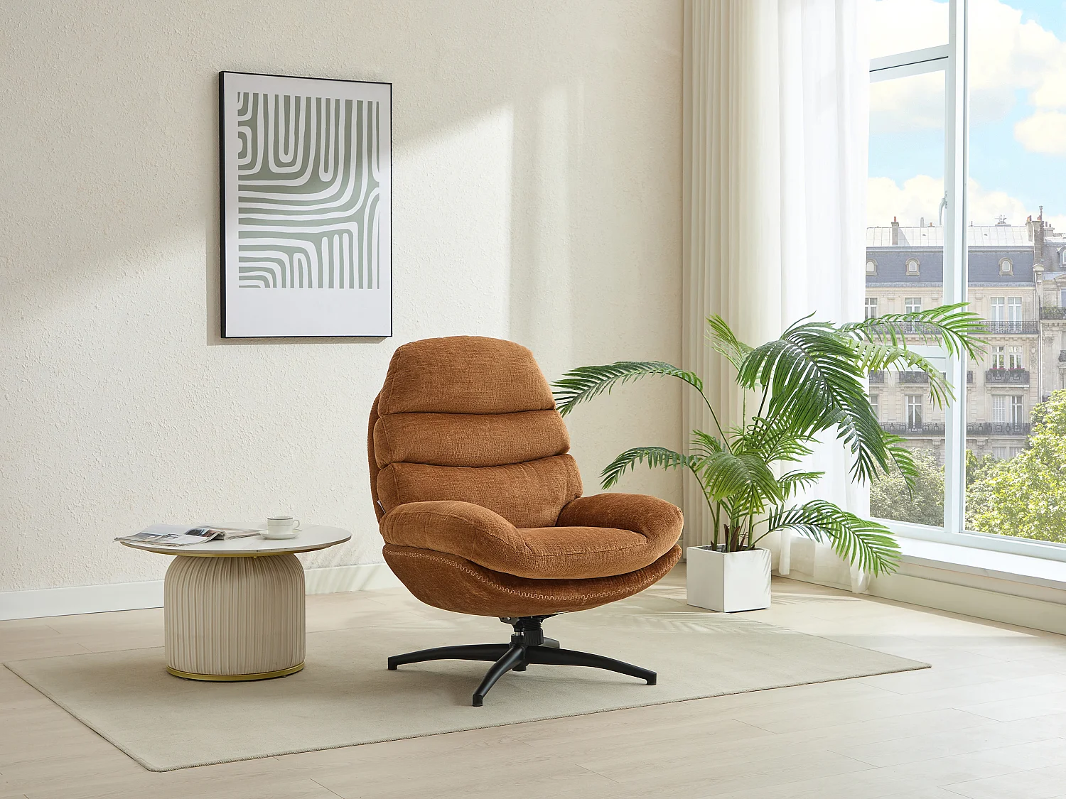 Drehsessel - Stoff - Terracotta - LIZUTA