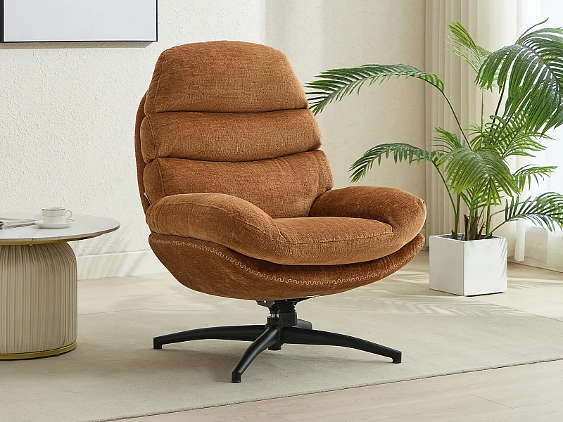 Fauteuil pivotant en tissu terracotta LIZUTA