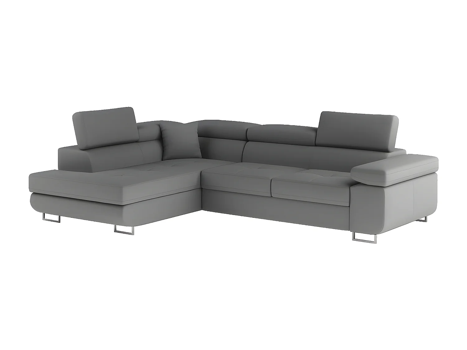 Canapé d'angle convertible en simili cuir 5 places, ANVERS SIMILI, gris foncé, angle gauche