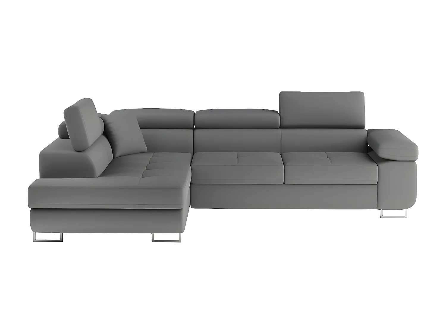 Canapé d'angle convertible en simili cuir 5 places, ANVERS SIMILI, gris foncé, angle gauche