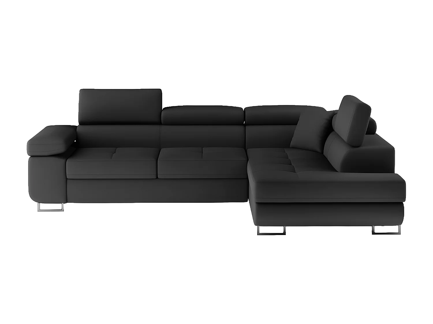 Canapé d'angle convertible en simili cuir 5 places, ANVERS SIMILI, noir, angle droit