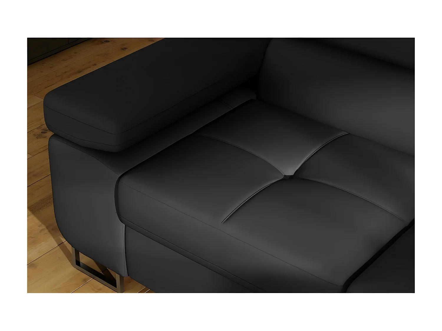 Canapé d'angle convertible en simili cuir 5 places, ANVERS SIMILI, noir, angle droit