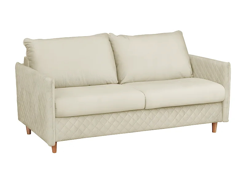 Canapé 3 places convertible en velours de luxe SANREMO, couchage quotidien, beige