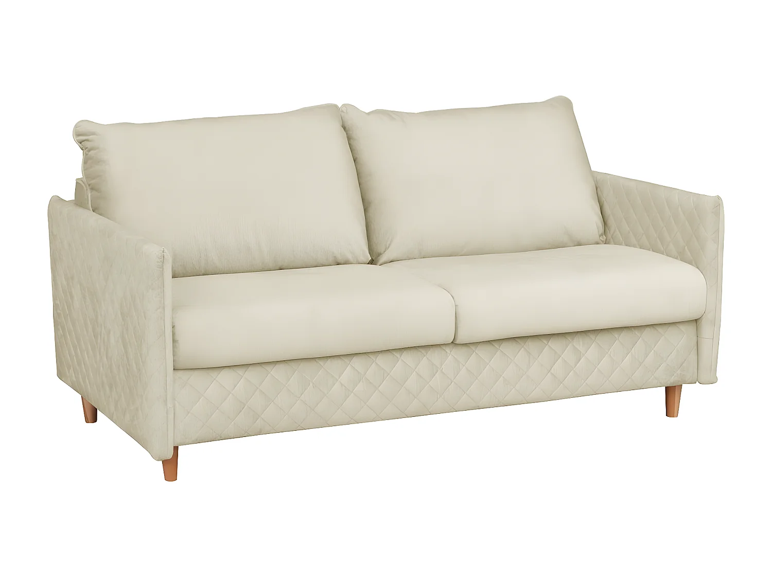 Canapé 3 places convertible en velours de luxe SANREMO, couchage quotidien, beige