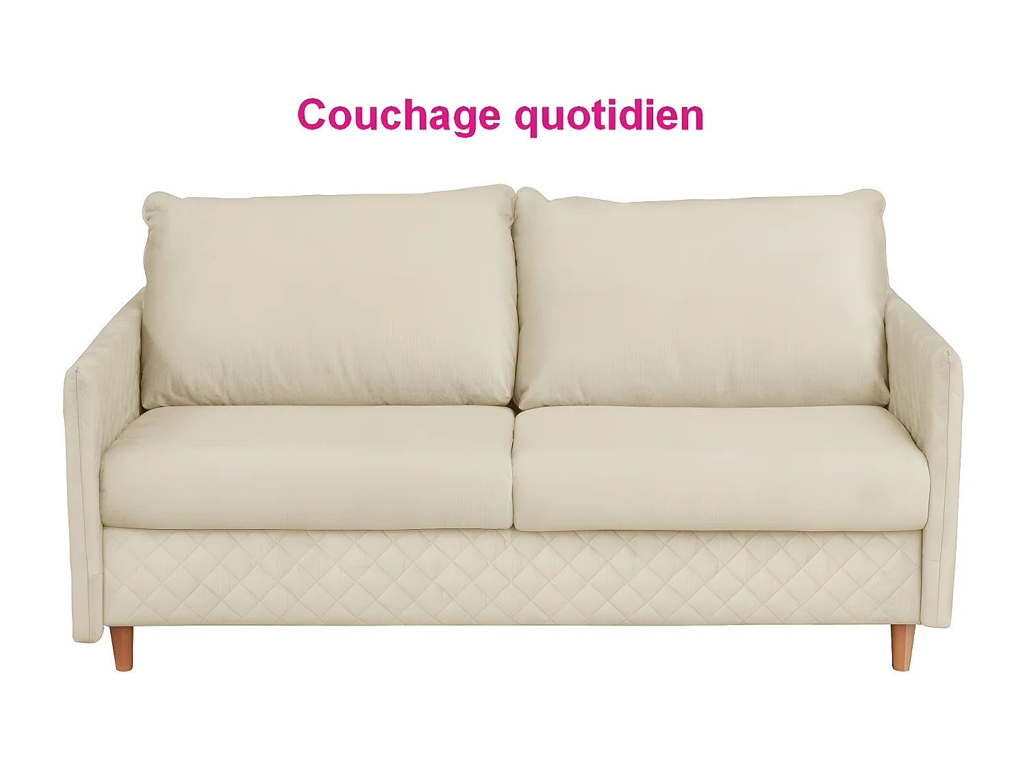 Canapé 3 places convertible en velours de luxe SANREMO, couchage quotidien, beige