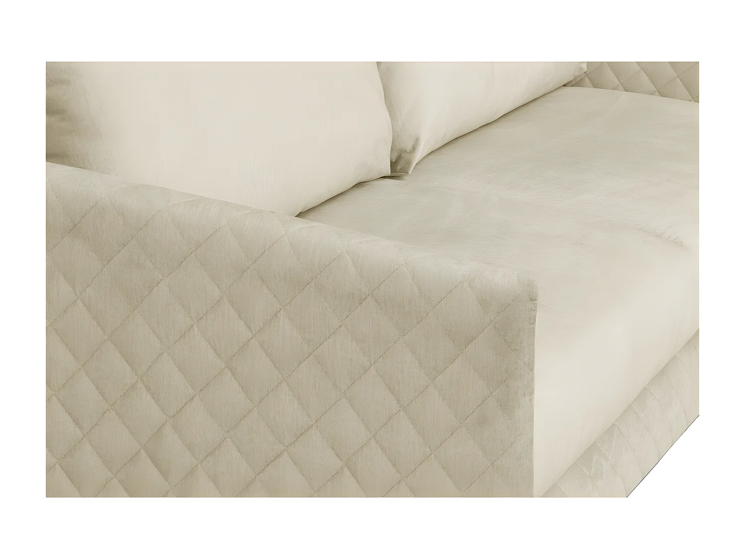 Canapé 3 places convertible en velours de luxe SANREMO, couchage quotidien, beige