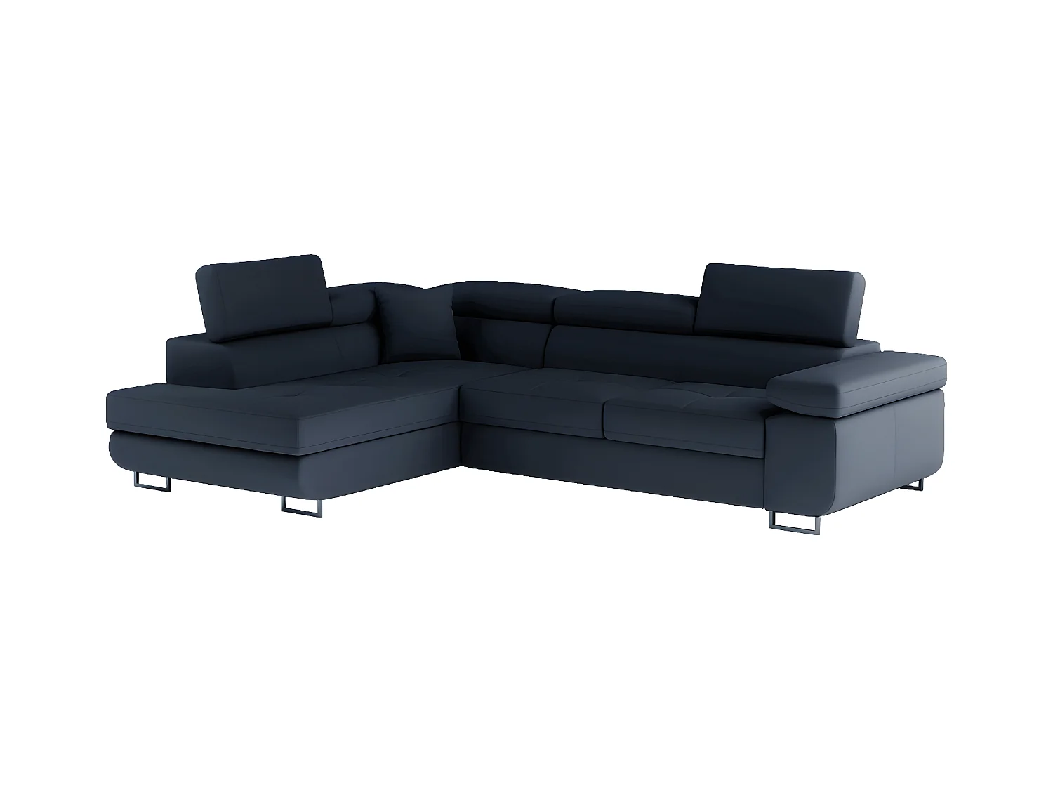 Canapé d'angle convertible en simili cuir 5 places, ANVERS SIMILI, bleu foncé, angle gauche