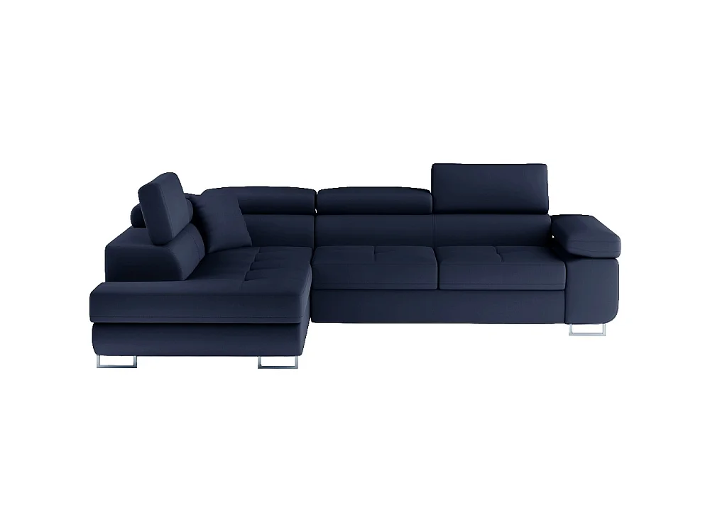 Canapé d'angle gauche convertible 5 places en simili cuir bleu foncé ANVERS