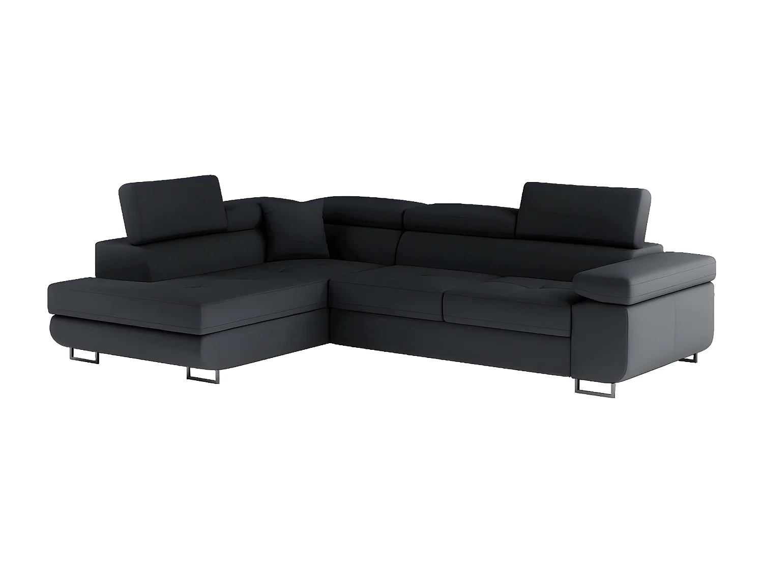 Canapé d'angle convertible en simili cuir 5 places, ANVERS SIMILI, noir, angle gauche