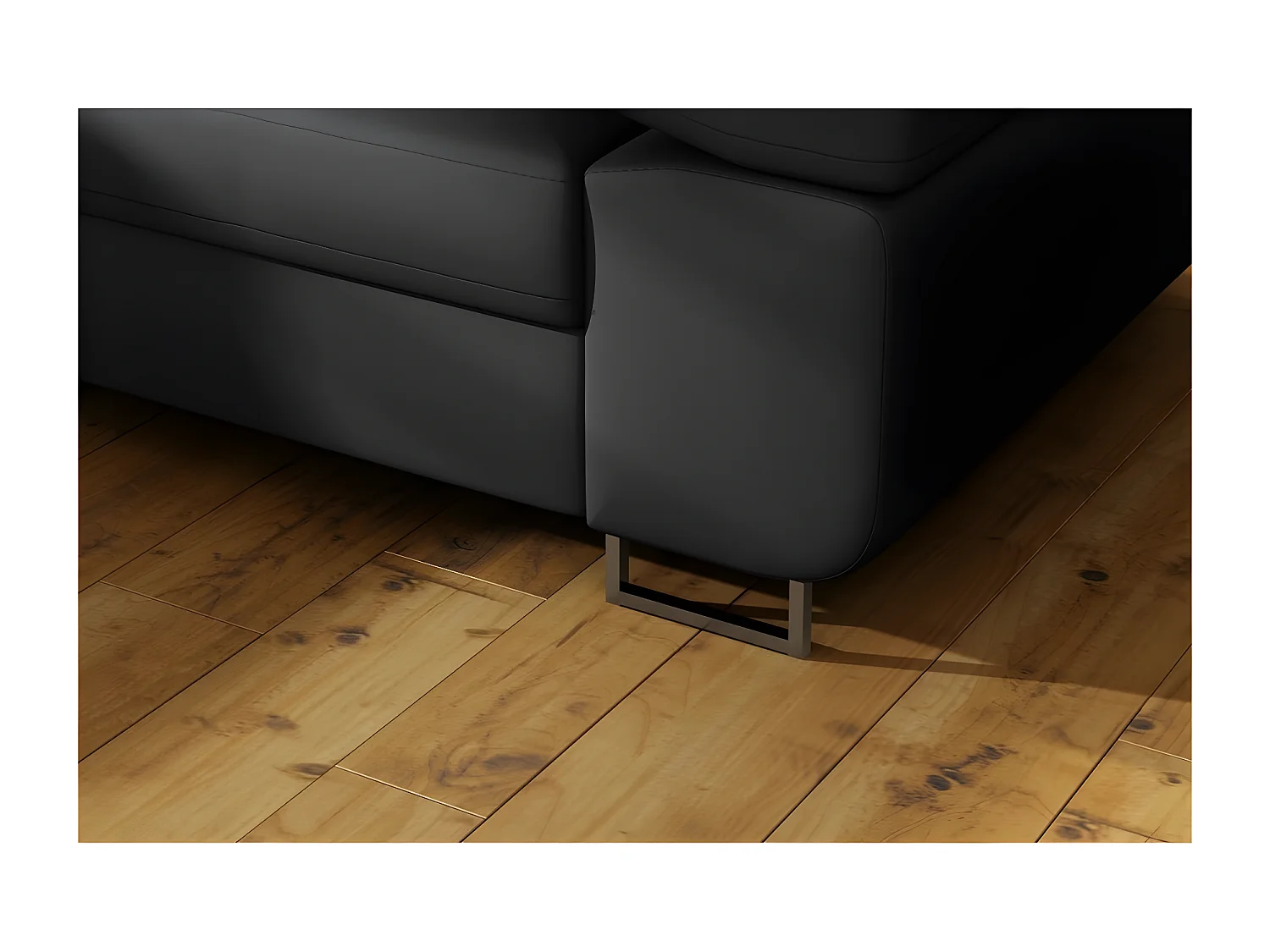 Canapé d'angle convertible en simili cuir 5 places, ANVERS SIMILI, noir, angle gauche