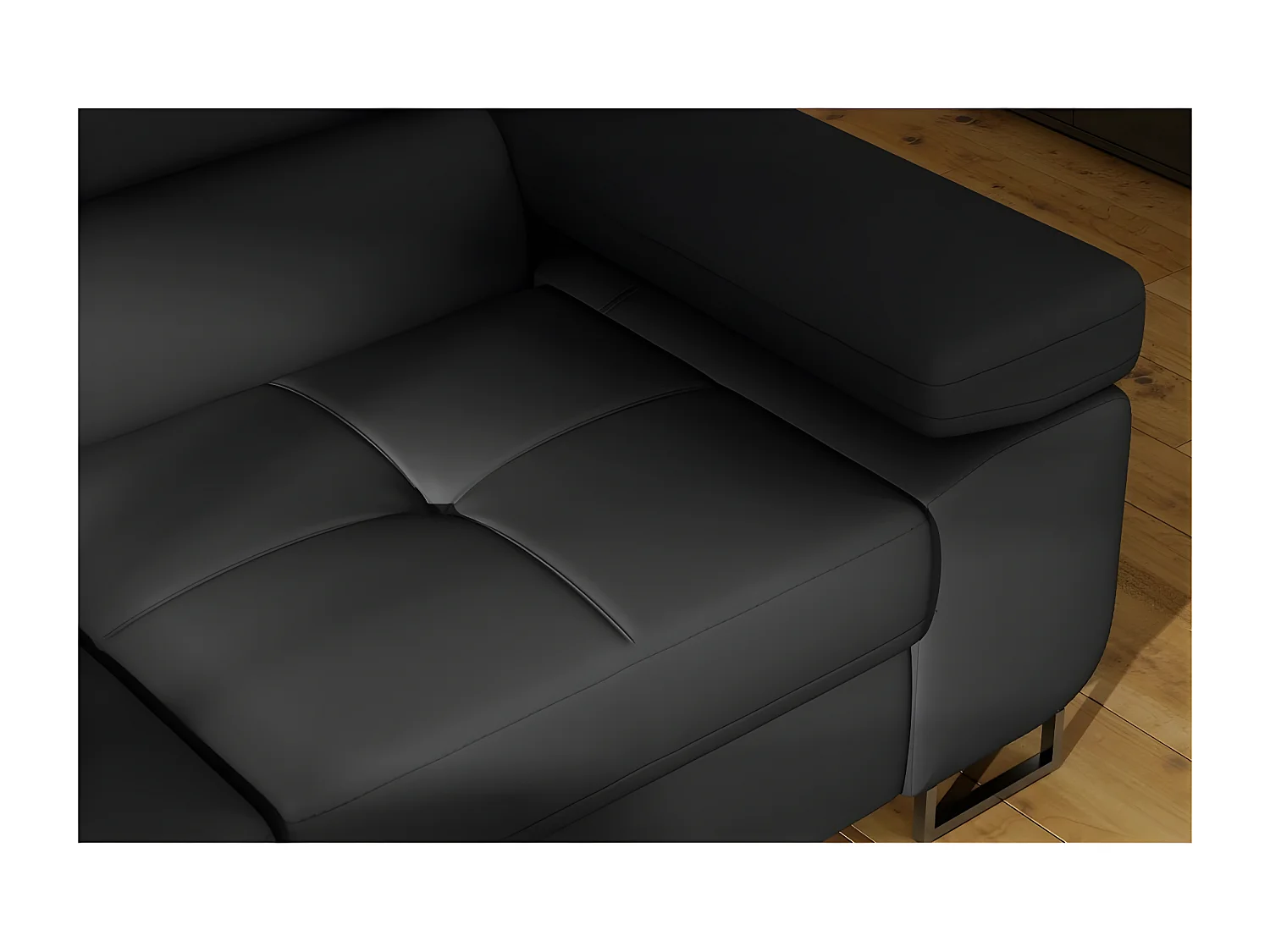 Canapé d'angle convertible en simili cuir 5 places, ANVERS SIMILI, noir, angle gauche