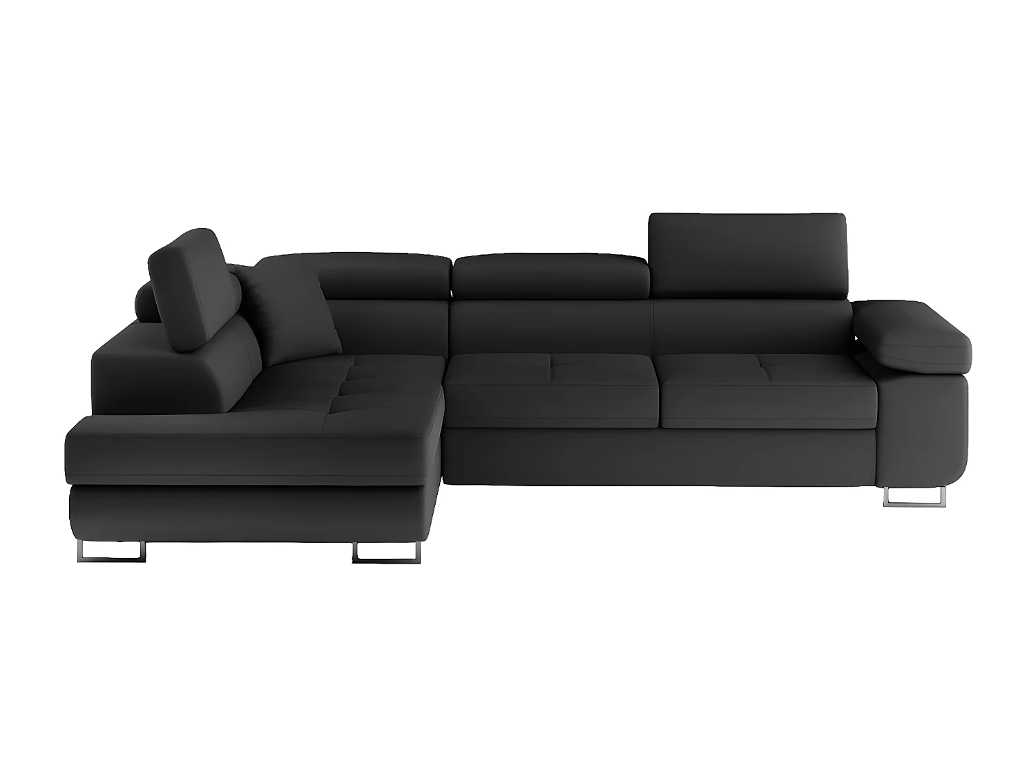 Canapé d'angle convertible en simili cuir 5 places, ANVERS SIMILI, noir, angle gauche