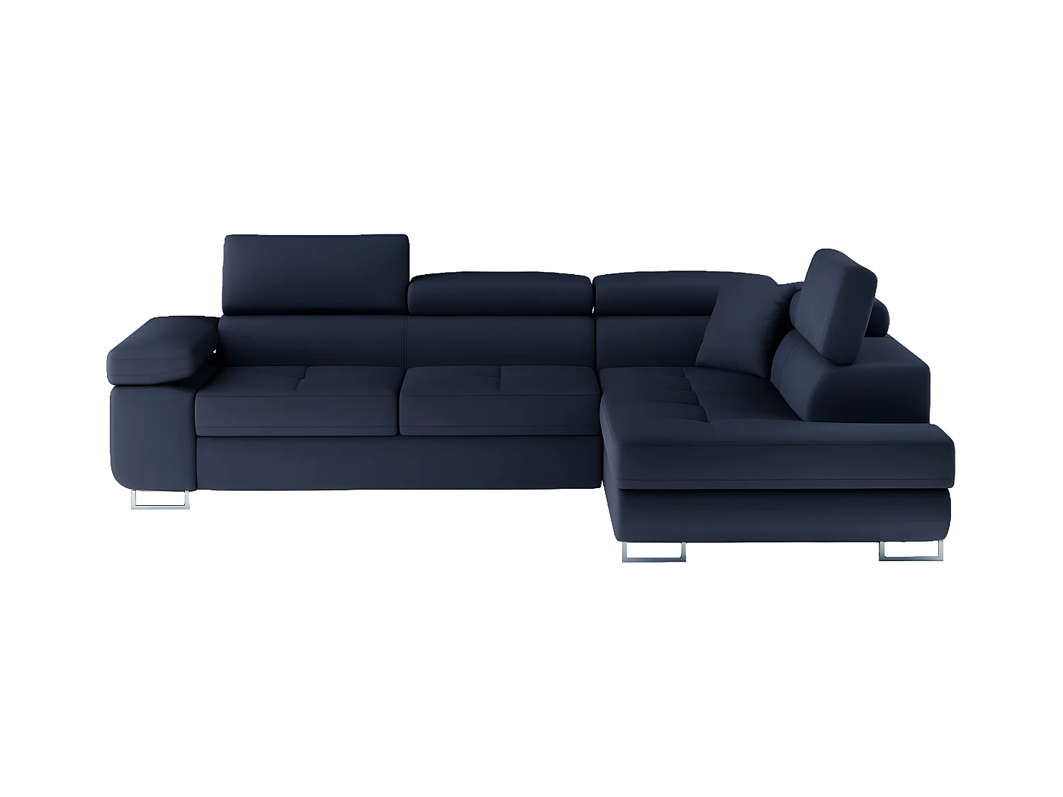 Canapé d'angle convertible en simili cuir 5 places, ANVERS SIMILI, bleu foncé, angle droit