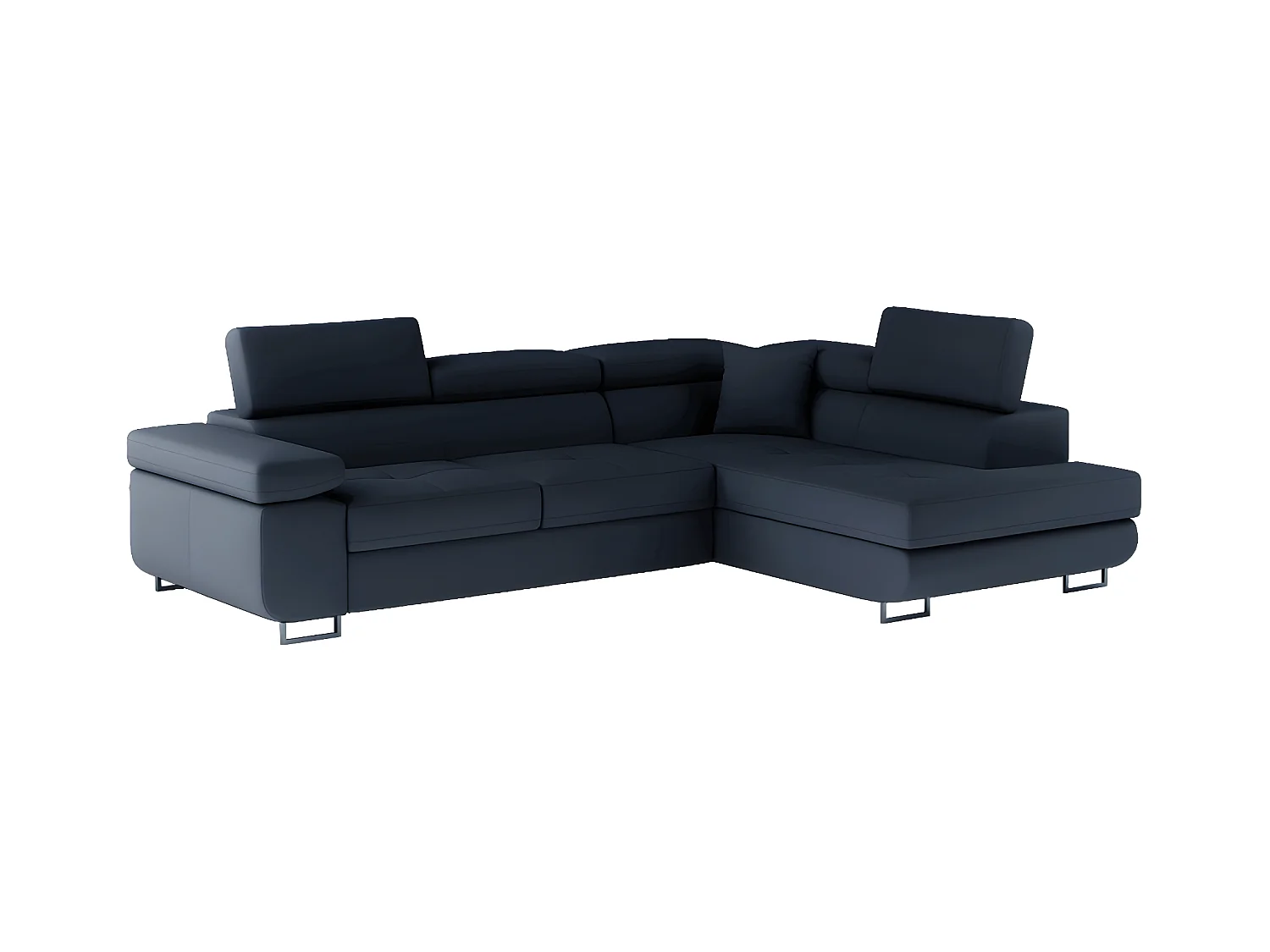 Canapé d'angle convertible en simili cuir 5 places, ANVERS SIMILI, bleu foncé, angle droit