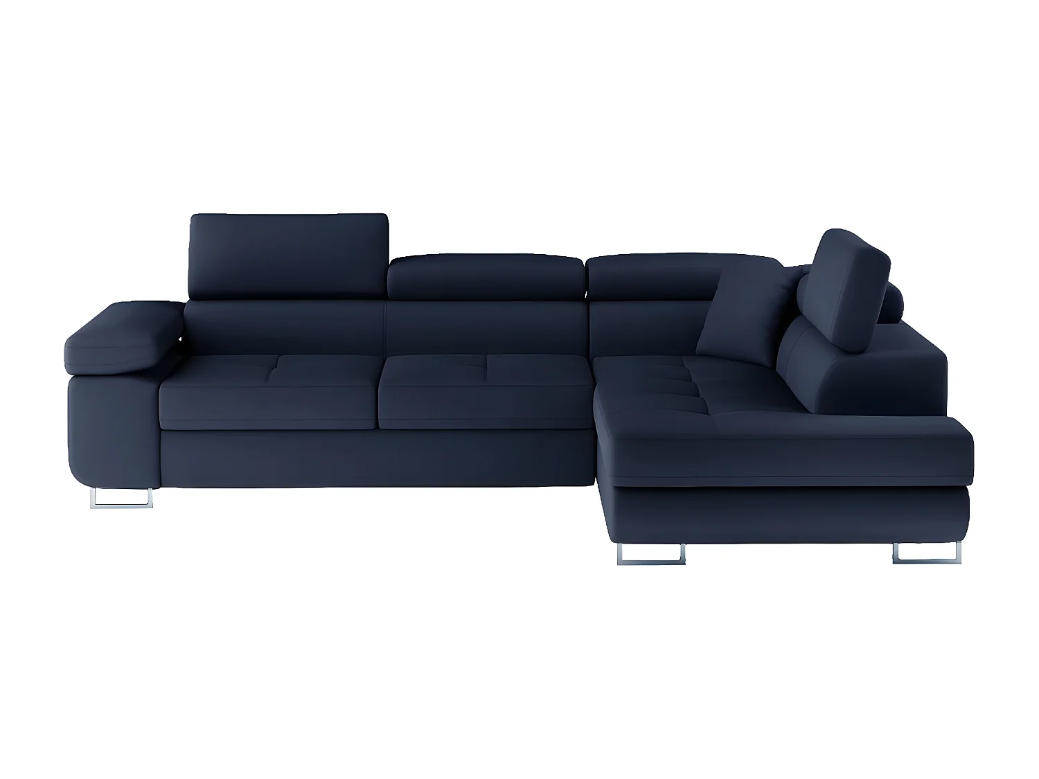 Canapé d'angle convertible en simili cuir 5 places, ANVERS SIMILI, bleu foncé, angle droit