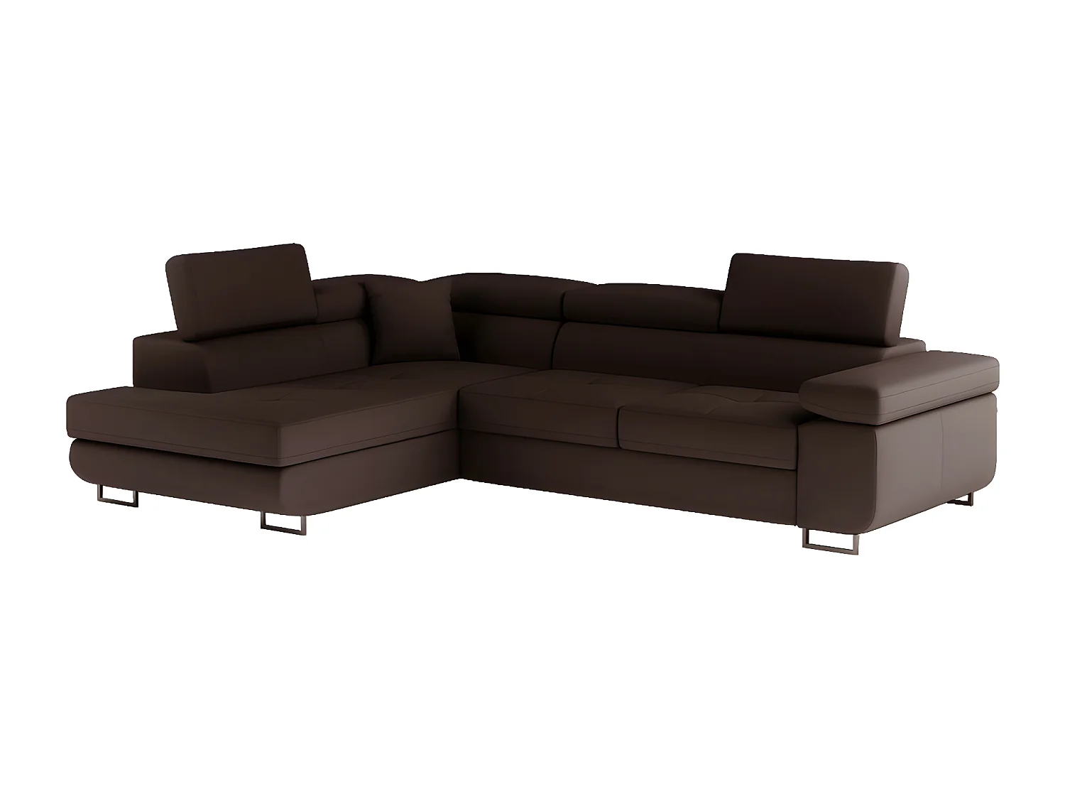 Canapé d'angle convertible en simili cuir 5 places, ANVERS SIMILI, chocolat, angle gauche