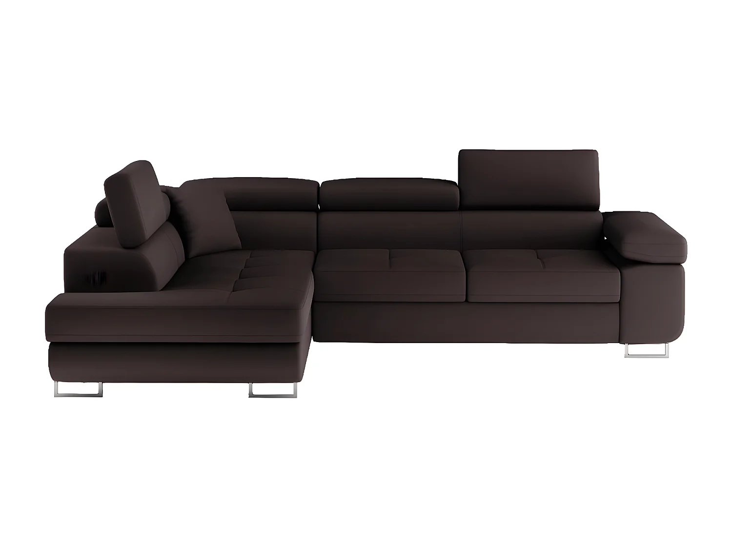 Canapé d'angle convertible en simili cuir 5 places, ANVERS SIMILI, chocolat, angle gauche