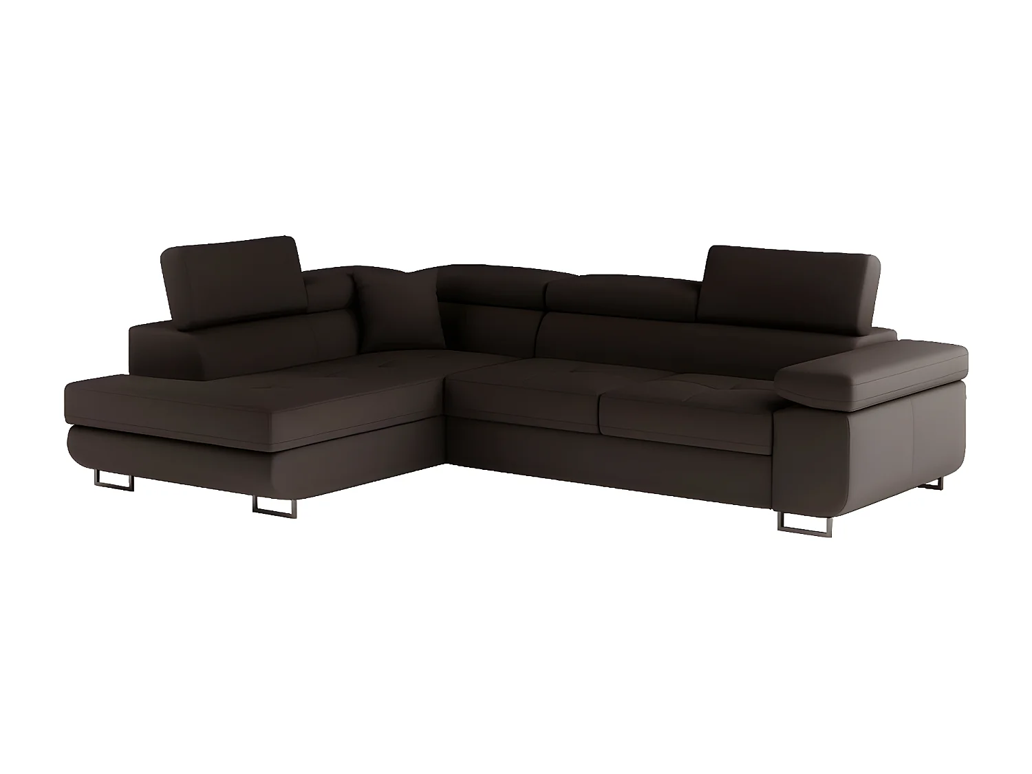 Canapé d'angle convertible en simili cuir 5 places, ANVERS SIMILI, chocolat, angle gauche