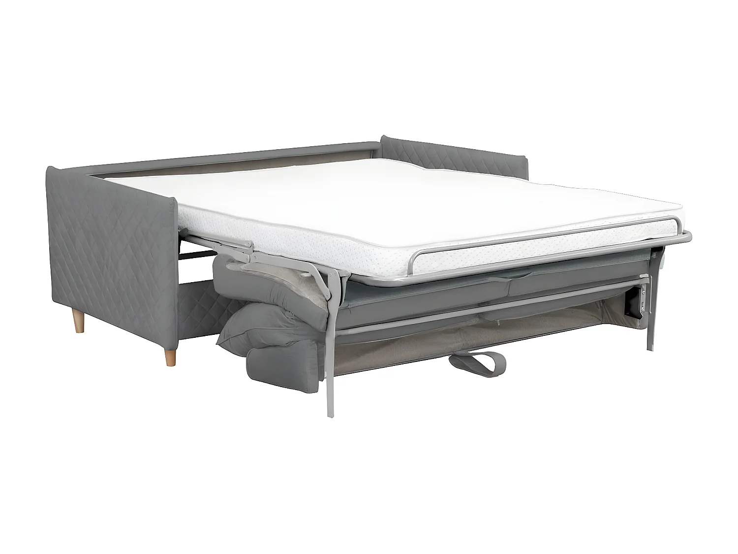 Canapé 3 places convertible en velours de luxe SANREMO, couchage quotidien, gris