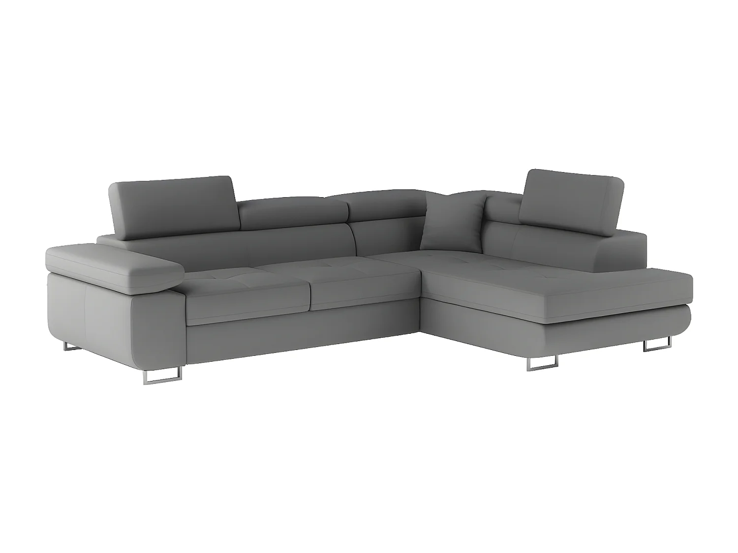 Canapé d'angle convertible en simili cuir 5 places, ANVERS SIMILI, gris foncé, angle droit