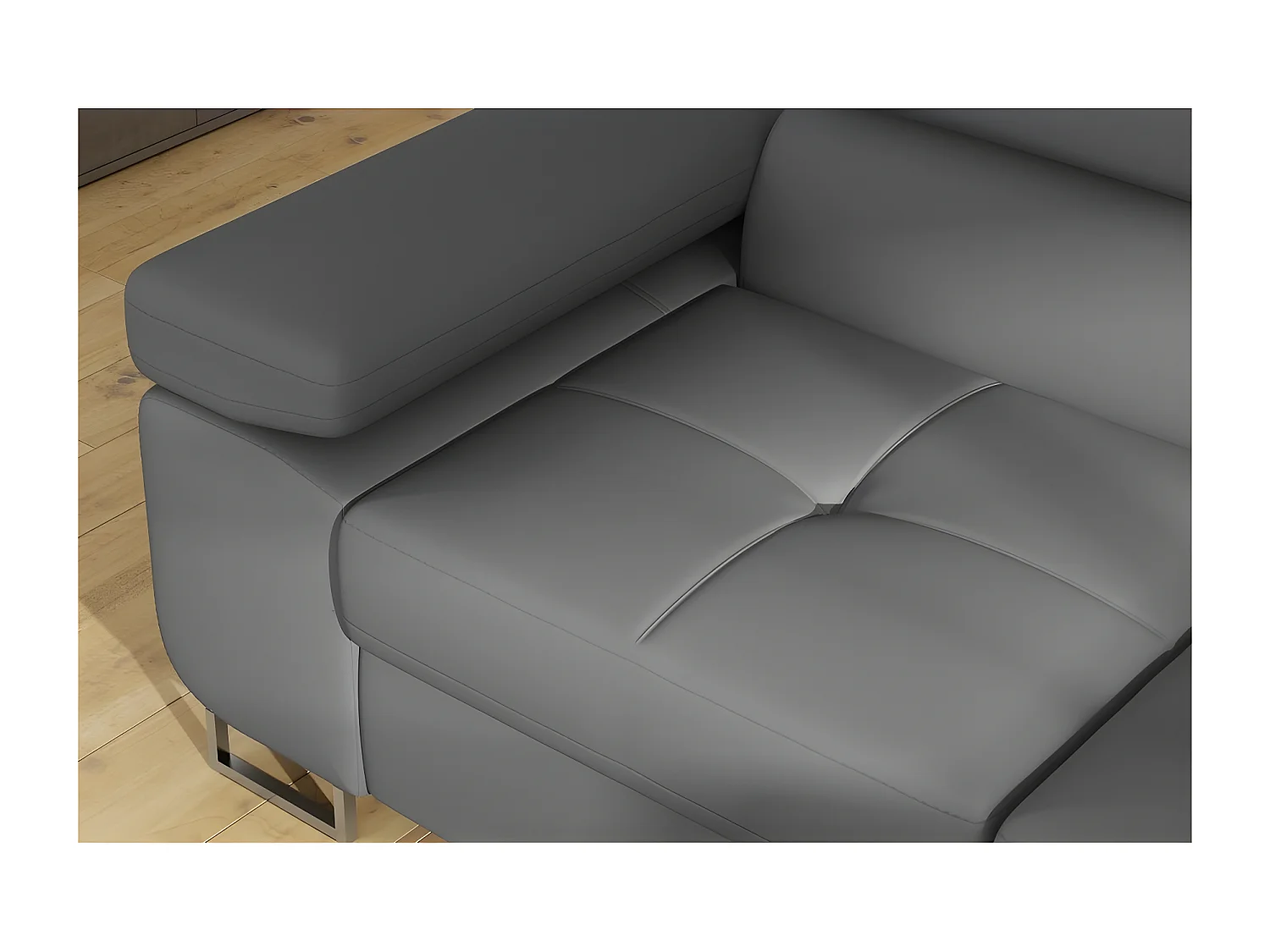 Canapé d'angle convertible en simili cuir 5 places, ANVERS SIMILI, gris foncé, angle droit