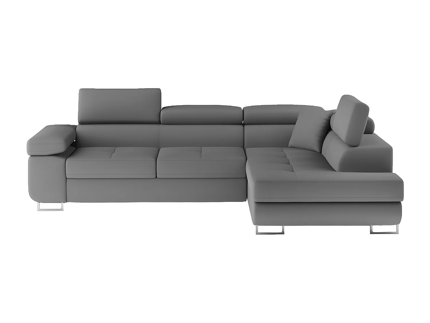 Canapé d'angle convertible en simili cuir 5 places, ANVERS SIMILI, gris foncé, angle droit