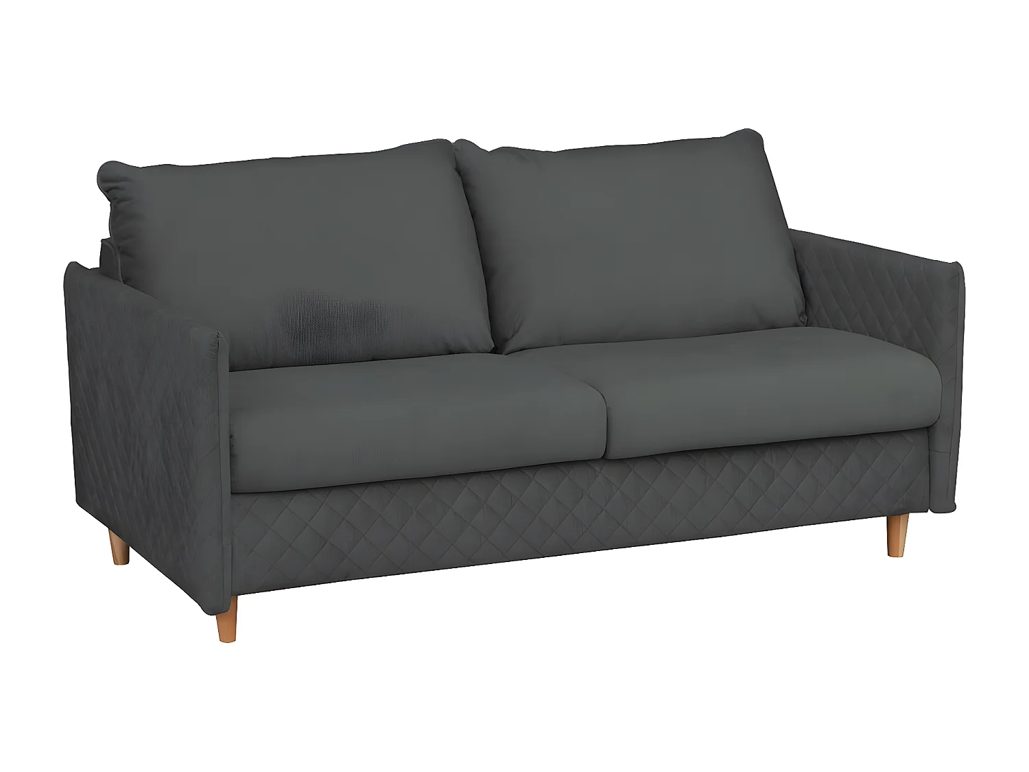 Canapé 3 places convertible en velours de luxe SANREMO, couchage quotidien, gris foncé