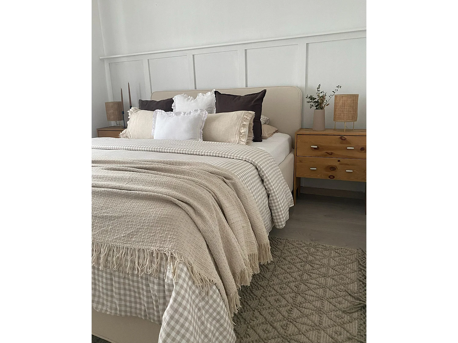 Sprei YERBENT Katoen 220 x 240 cm Lichtgrijs