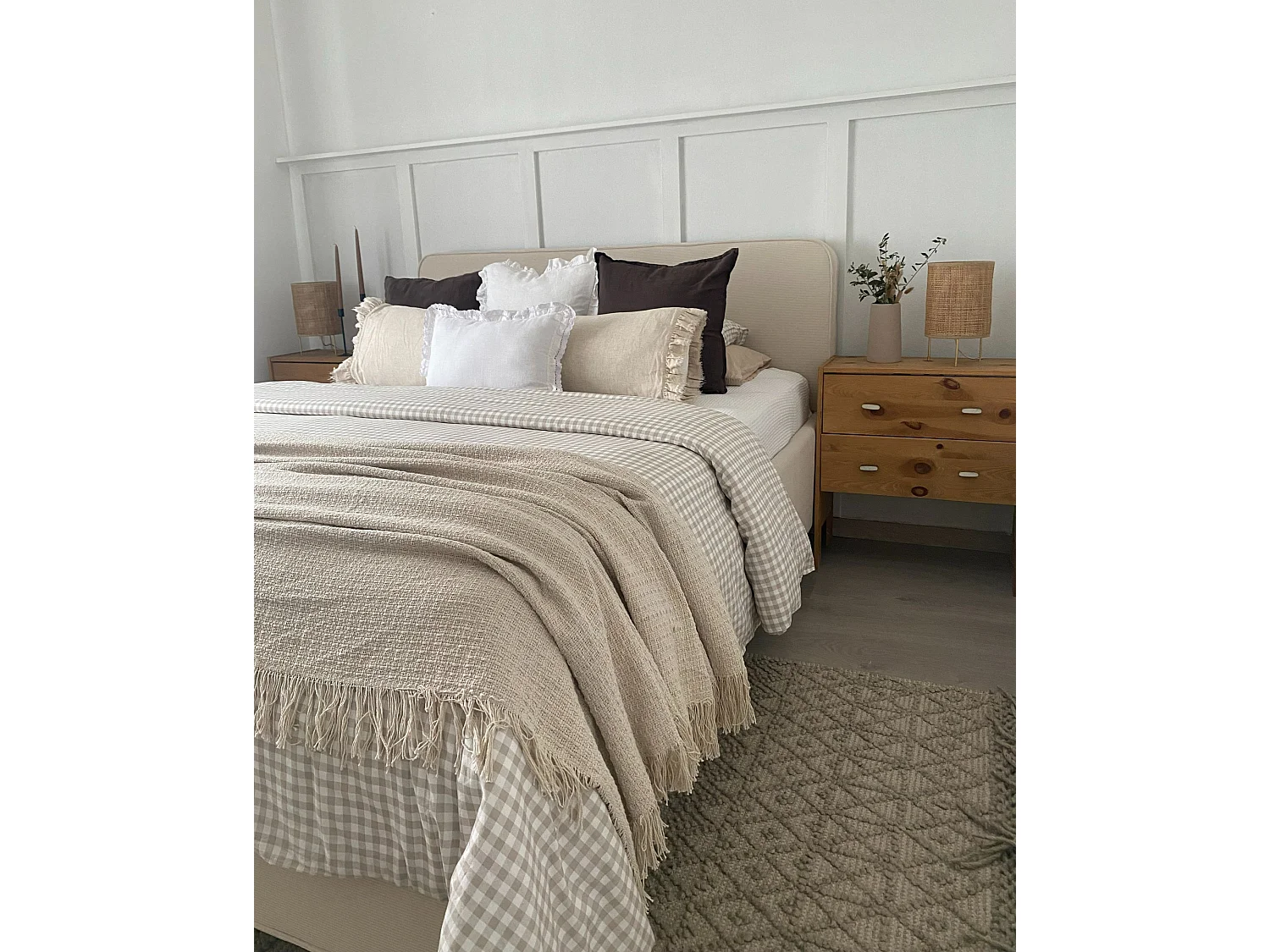Couvre-lits YERBENT Coton 200 x 220 cm Gris clair