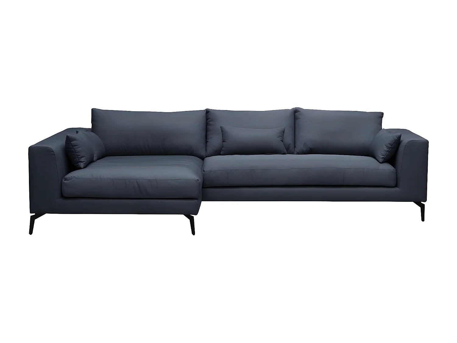 Hoekbank van luxe stof met 5 zitplaatsen BERGAMO donkergrijs met massief houten frame